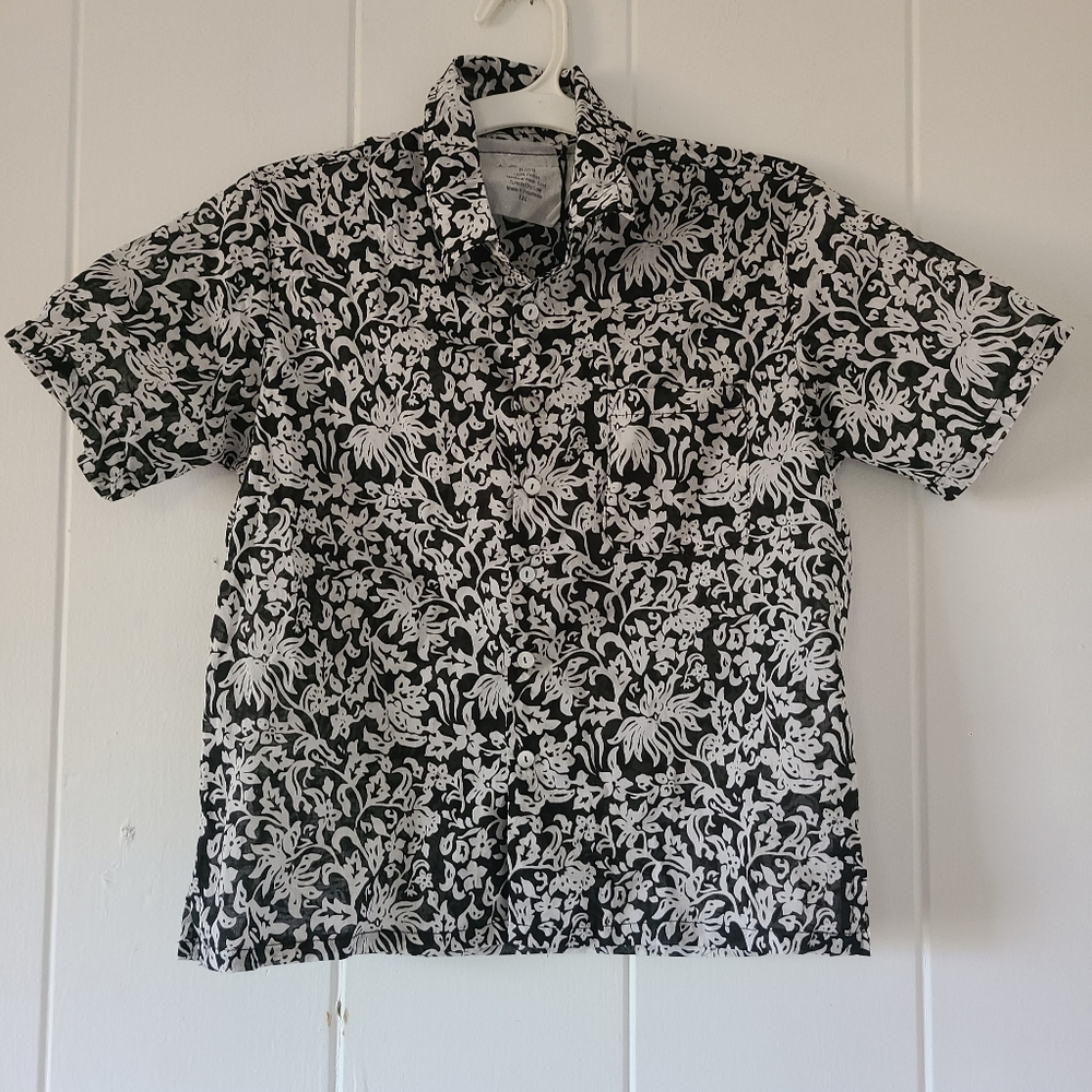 Acacia Swimwear Boys Black Batik XXL aloha shirt